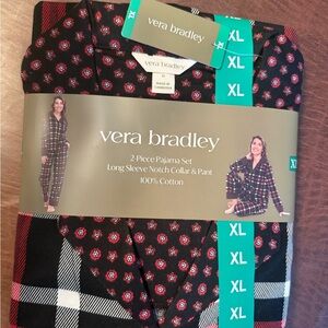 Vera Bradley Black and Red Pajama Set with White Accents